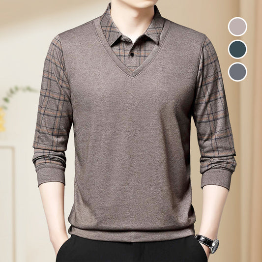 👔 60% OFF NOW! ✨ Men's Fake Two-Piece Lapel Shirt - Stylish Layered Look with Comfortable Fabric, Perfect for Casual or Office Wear 💼📦