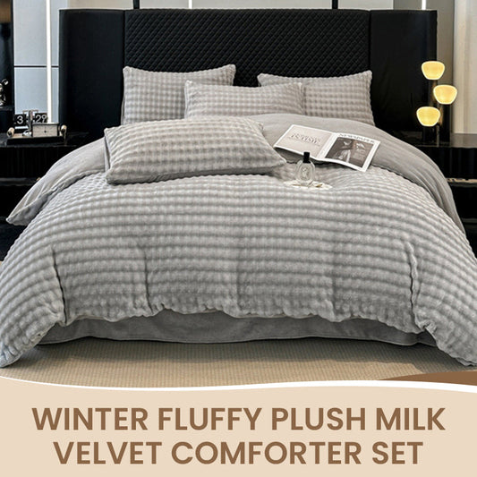 🛏️ 50% OFF NOW! ✨ Winter Fluffy Plush Milk Velvet Comforter Set - Ultra-Soft Thermal Design with Modern Embroidery for Cozy Bedding 🏠❄️