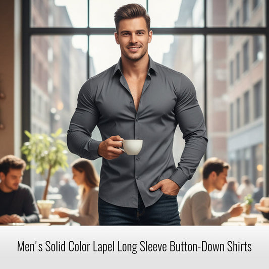 👔 60% OFF NOW! ✨ Men's Solid Color Lapel Long Sleeve Shirt - Classic Business Formal Wear with Comfortable Fit & Wrinkle-Resistant Fabric 💼🎯