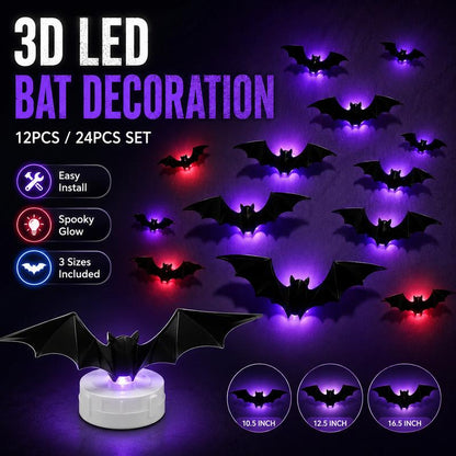 🦇 Spooky 3D Bat LEDs – 50% OFF! 👻 Flex-Wing Flight, Purple Glow ✨