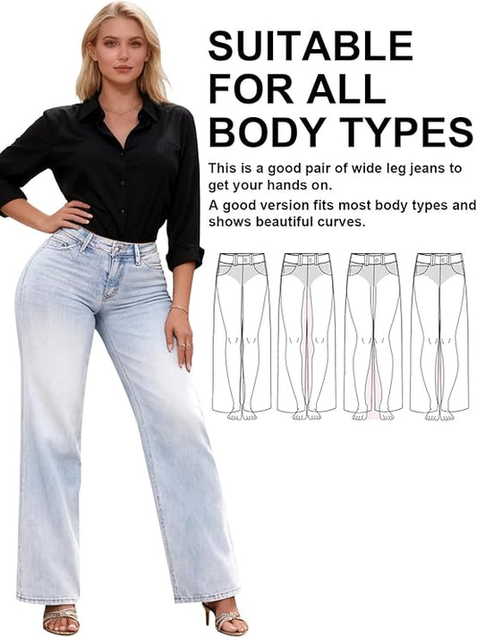 👖 50% OFF NOW! 💃 Women's Mid-Low Rise Baggy Jeans – Stretchy Wide Leg, Structured Fit & Everyday Style ✨