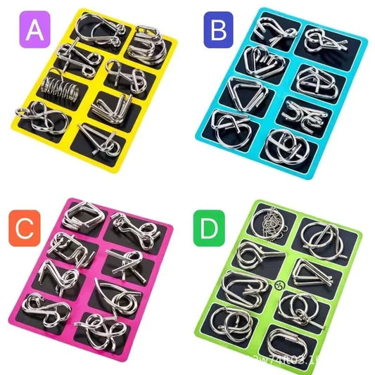 🧩 50% OFF FINAL DAY! 🔵 Metal Puzzle Ring (8-Piece Blue Version) - Challenging Brain Teaser for Logic Training & Stress Relief 🧠✨
