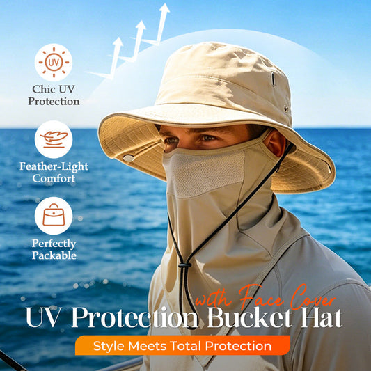 🧢 50% OFF NOW! ☀️ Ventilated Fisherman Hat with Removable Face Shield – 2-in-1 Design, Cooling Ice Silk & Adjustable Fit – 360° Sun Protection 🎣