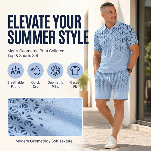🚨 FINAL HOURS! ⏳ 50% OFF – While Stock Lasts! 👕 Men’s Geometric Print Co-ord Set – Instant Style Upgrade 🔷
