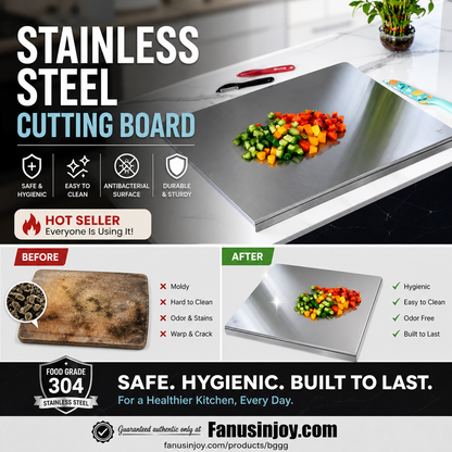 🎉 2026 Sale — Over 45,000 Sold! 🔪 304 Stainless Steel Cutting Board – Hygienic, Mold-Resistant, Easy Clean – The Last Board You'll Ever Need! ✨