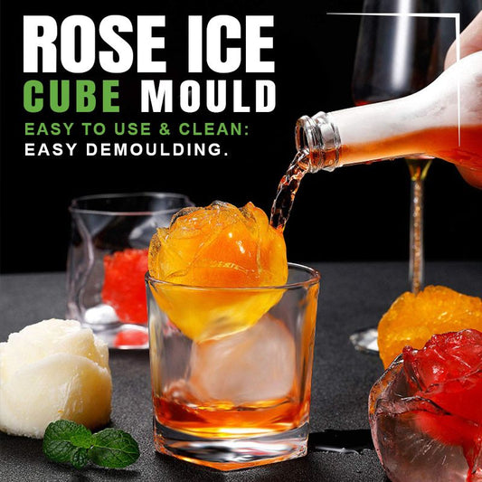 🌹 50% OFF NOW! 🧊 Large Rose Ice Cube Mould – Food Grade Silicone, 4-Cavity & Sealed Lid – Make Every Drink Art 🍸