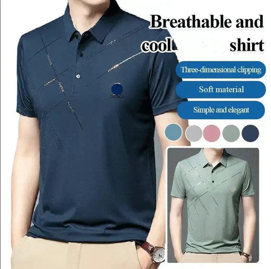 ❄️ 50% OFF NOW!💧 Men's Ice Silk Stretch Shirt – Waterproof, Quick-Dry & Eco-Friendly – Cool Breathable Tech Fabric Shirt 🌿