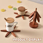 🌲 50% Off Now ✨ Gravity-Activated Wooden Tree Trivet Set — 4 Foldable Trivets & Stand 🎁