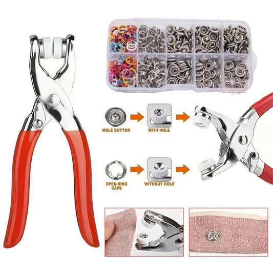 🛠️ 50% OFF NOW! 🔧 100Pcs Invisible Colored Metal Buckle Set + 1 Manual Pressure Pliers – No-Sew, Easy DIY & Perfect for Clothing/Repairs ✨