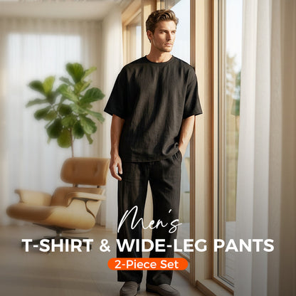 👕 50% OFF NOW! 👖 Men's Casual Loose T-shirt & Wide Pants 2-Piece Set – Streetwear Matching Outfit – Daily Lounge & Comfortable Fit 🌟