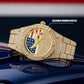 ⌚ 50% OFF NOW! 🦅 Gold Plated Hip Hop Style Patriotic Watch – Iced Out, Eagle Dial & Quartz Movement 🇺🇸