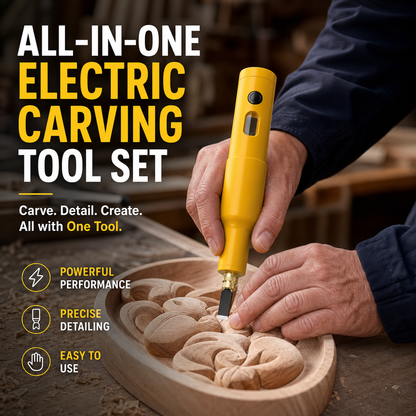 🎉50% OFF⏰All-in-One Cordless Electric Carving Tool Set｜Copper Core Wood & Linoleum Engraver with 12 Bits ✨