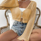 🌸 50% OFF NOW! 👚 Women's Hollow Out Tie Front Crop Cardigan – Flounce Sleeves, V Neck & Seasonal Versatility ✨