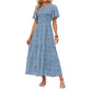 👗 50% OFF NOW! 🌸 Women's Casual Floral Print Maxi Dress – Flutter Sleeves, Smocked High Waist & Flowy Tiered Skirt ✨