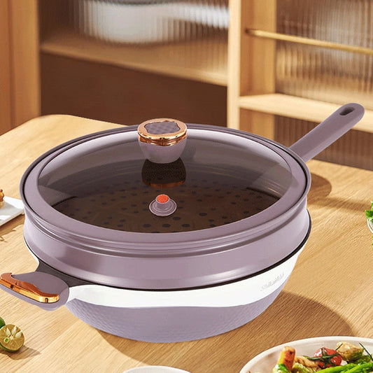 🍳 60% OFF + FREE SHIPPING! 🔥 Non-Stick Pan with Steamer Basket - Healthy Cooking without Oil, Even Heat Distribution for Perfect Results Every Time 🥦✨