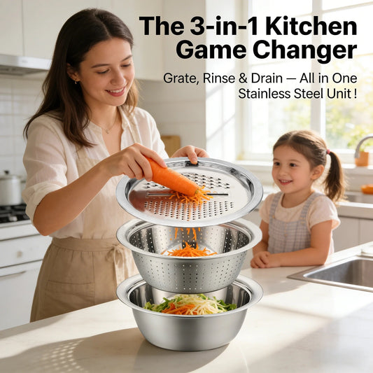 🎉 2026 Sale — Over 41,000 Sold! 🔥 3-in-1 Steel Grater Bowl – Prep Simplified 🌸