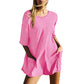 🌞 50% OFF NOW! 👕 Oversized T-Shirt V-Shaped Back Romper – Reversible Design, Soft Viscose & Front Pockets 🦋