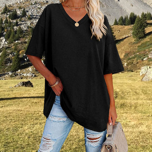 👕 50% OFF NOW! 🌿 Women's Casual V-Neck T-Shirt – Soft Cotton Blend & Flowy Hem – Breezy Everyday Essential 🍃