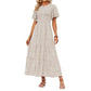 👗 50% OFF NOW! 🌸 Women's Casual Floral Print Maxi Dress – Flutter Sleeves, Smocked High Waist & Flowy Tiered Skirt ✨