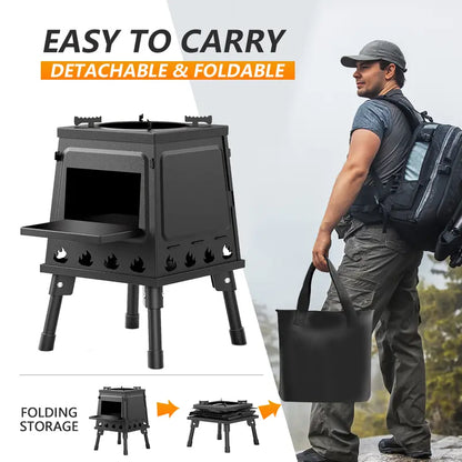 🎉 2026 Sale — Over 12,000 Sold! 🔥 Tired of waiting forever for your camp stove to heat up? This 16-vent rocket stove cooks faster, burns hotter — and folds down to nothing. ✨