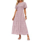 👗 50% OFF NOW! 🌸 Women's Casual Floral Print Maxi Dress – Flutter Sleeves, Smocked High Waist & Flowy Tiered Skirt ✨