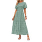 👗 50% OFF NOW! 🌸 Women's Casual Floral Print Maxi Dress – Flutter Sleeves, Smocked High Waist & Flowy Tiered Skirt ✨