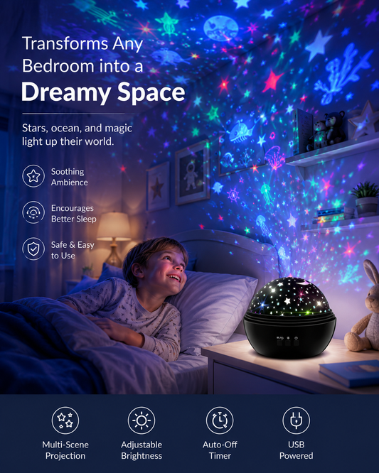 🎉 2026 Sale — Over 45,000 Sold! 🌌 2-in-1 Rotating Star Projector – Ocean Dreams & Galaxy Nights ✨