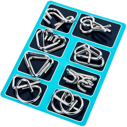 🧩 50% OFF FINAL DAY! 🔵 Metal Puzzle Ring (8-Piece Blue Version) - Challenging Brain Teaser for Logic Training & Stress Relief 🧠✨