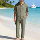 🌴 50% OFF NOW! 👕 Men's Cotton Linen Hooded Shirt & Pants Set – Breathable, Skin-Friendly & Perfect for Tropical Vacations 🏖️