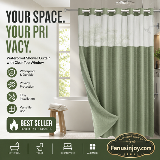 🛁✨50% OFF! 🚿🪟 Finally, a shower curtain that actually keeps water IN — no hooks, no leaks, waffle texture, bright & private. Over 12,658 bathrooms upgraded! ✨