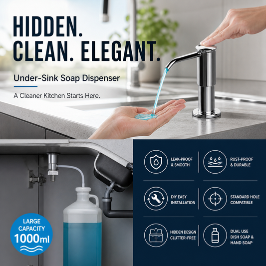 ⏰LIMITED-TIME 50% OFF! 🧼🚰 Stop reaching for that messy soap bottle — this built-in dispenser gives you soap on demand, no clutter, no spills. 🍽️