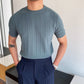👕 50% OFF NOW! 🌀 Men's Crew Neck Knit Short Sleeve Sweater – Twist Pattern, Premium Soft Material & Versatile Style ✨