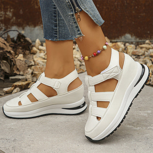 👡 50% OFF NOW!✨ Hollow Out Sneaker Sandals – Air Cushion & Thick Sole – Adjustable & Closed Toe – Sporty Casual Footwear 👟
