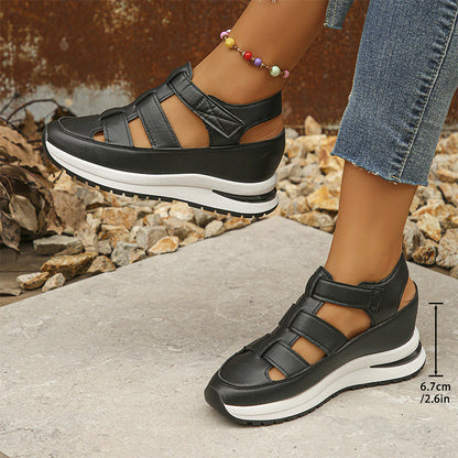 👡 50% OFF NOW!✨ Hollow Out Sneaker Sandals – Air Cushion & Thick Sole – Adjustable & Closed Toe – Sporty Casual Footwear 👟