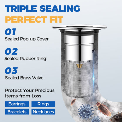 🚰 BUY 1 GET 1 FREE! ✨ Universal Pop-up Sink Drain Filter - Catches Debris & Prevents Clogs, Easy to Clean & Durable 🛠️📦
