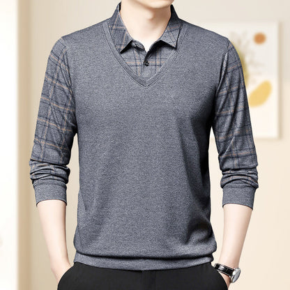 👔 60% OFF NOW! ✨ Men's Fake Two-Piece Lapel Shirt - Stylish Layered Look with Comfortable Fabric, Perfect for Casual or Office Wear 💼📦