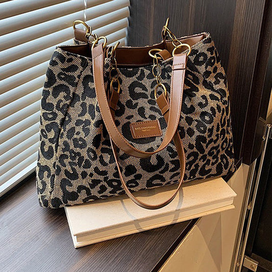 👜 50% OFF NOW! 🐆 Ladies Elegant Handbag – Large Capacity, Leopard Print & Versatile – Spacious Tote for Work, Commute & Daily Life ✨