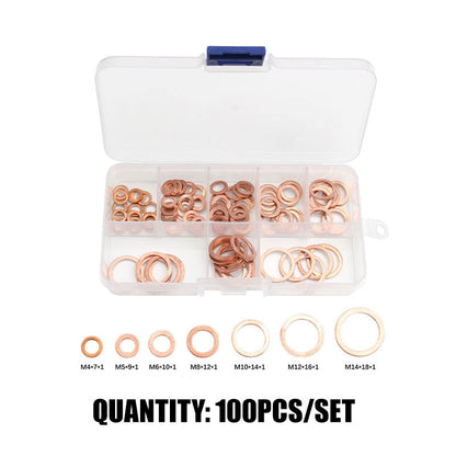 🔧 LIMITED-TIME 50% OFF ✨ 200-PCS Copper Flat Washer Kit — 9 Sizes, Rose Gold, Storage Case