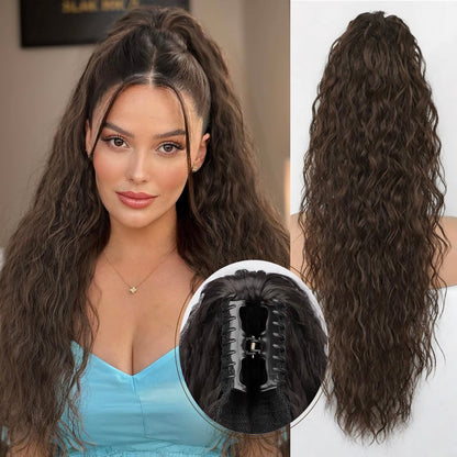 💇‍♀️ 60% OFF NOW! ✨ Curly Wavy Hair Extension with Ponytail – Frizz Control, Natural Look & Clip-In Design 💜