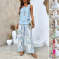 🌴 50% OFF NOW!👗 Women's Trendy Print 2-Piece Outfit – Sleeveless Top & Pants – Effortless Vacation Style ✨