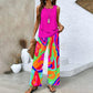 🌴 50% OFF NOW!👗 Women's Trendy Print 2-Piece Outfit – Sleeveless Top & Pants – Effortless Vacation Style ✨