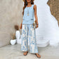 🌴 50% OFF NOW!👗 Women's Trendy Print 2-Piece Outfit – Sleeveless Top & Pants – Effortless Vacation Style ✨