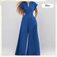 👗 50% OFF NOW! ✨ Women's V-Neck Short Sleeve Wide-Leg Jumpsuit – Flowy & Elegant – Pockets & Solid Color 🌿