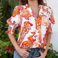 🌺 50% OFF NOW! 👚 Women's Floral V-Neck Puff Sleeve Blouse – Romantic Puff Sleeves, Artistic Floral Print & Versatile Style ✨