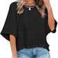 👚 50% OFF NOW! 👗 Women's Solid Color Splicing Loose Five Points Flare Sleeve T-Shirt – Stylish Design & Soft Fabric ✨