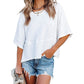 👚 50% OFF NOW! 👗 Women's Solid Color Splicing Loose Five Points Flare Sleeve T-Shirt – Stylish Design & Soft Fabric ✨