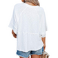 👚 50% OFF NOW! 👗 Women's Solid Color Splicing Loose Five Points Flare Sleeve T-Shirt – Stylish Design & Soft Fabric ✨