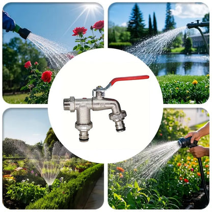 🚰 50% OFF NOW! 💧 Universal Stainless Steel Double Outlet Garden Faucet – Independent Valves, Heavy-Duty & Easy Install ✨
