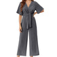👗 50% OFF NOW!✨ Women's Elegant V-Neck Wide Leg Jumpsuit – Waist Tie & Flattering Fit – All-Day Chic 💃