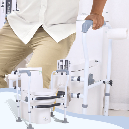 🔥HOT SALE 50% OFF! 🚽🛡️ Getting up and down shouldn't be a struggle — these toilet safety rails give seniors the support they need. Tool-free installation, anti-slip suction cups, and built-in paper holder. 🏠